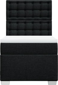 vidaXL Κρεβάτι Boxspring με Στρώμα Μαύρο 90x200 εκ. Υφασμάτινο