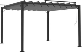 vidaXL Κιόσκι με Ανοιγόμενη Οροφή Ανθρακί 3x3 μ. Ύφασμα και Αλουμίνιο