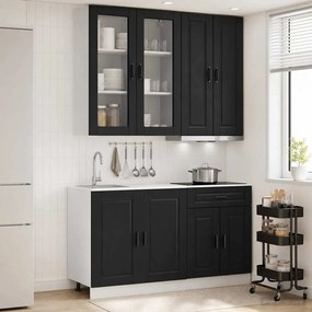 vidaXL Μονάδα κουζίνας PORTO 4 pcs Μαύρο Επεξεργασμένο Ξύλο
