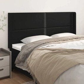 Κεφαλάρι με Πτερύγια Μαύρο 163x16x118/128 εκ.Συνθετικό Δέρμα 3119536