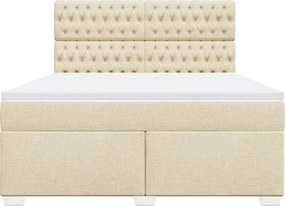 vidaXL Κρεβάτι Boxspring με Στρώμα Κρεμ 180x200 εκ. Υφασμάτινο