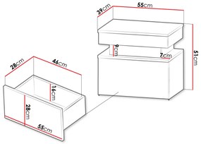 Κομοδίνο Glossa 1S με LED-Leuko Gualistero