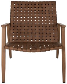 Πολυθρόνα Felipe Μέταλλο Όψη Ξύλου &amp; Rattan Δέρμα-Look 63,5x75,5x77εκ.