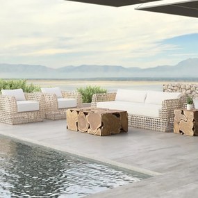 Σαλόνι Κήπου Kiawah-3 01-00-2804 (Σετ 3Τμχ) Με Μαξιλάρια Natural-White 5 Θέσεων