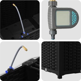 vidaXL Γλάστρα Κήπου 2 pcs Μαύρο Ατσάλι