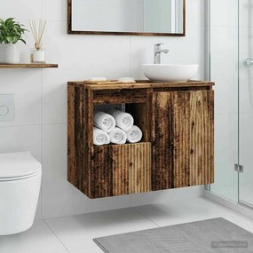 vidaXL Ντουλάπι Μπάνιου Παλαιωμένο ξύλο 30 x 44,5 x 50 εκ.