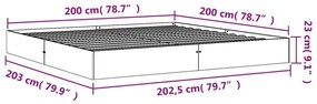 Πλαίσιο Κρεβατιού Καφέ Κεριού 200x200 εκ. από Μασίφ Ξύλο Πεύκου - Καφέ