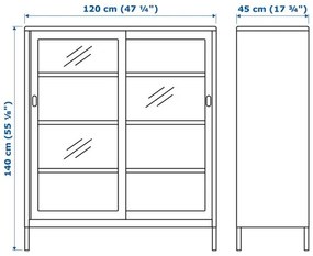IDÅSEN ντουλάπι με συρόμενες γυάλινες πόρτες, 120x140 cm 904.963.84