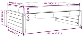 Υποπόδιο Κήπου Μαύρο 120 x 80 εκ. από Μασίφ Ξύλο Πεύκου - Μαύρο