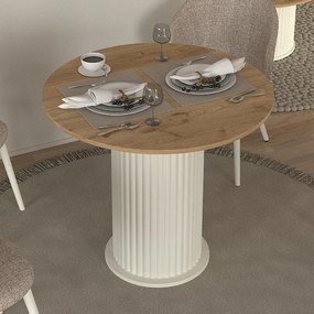 Τραπέζι Bohema Megapap χρώμα ivory - sepet oak Ø90x77,7εκ.-GP042-0285,1