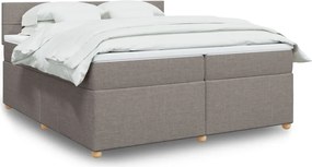 vidaXL Κρεβάτι Boxspring με Στρώμα Taupe 200x200 εκ. Υφασμάτινο