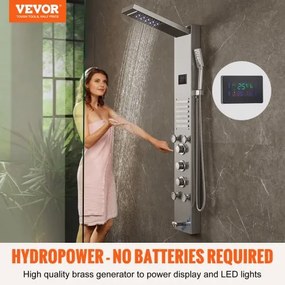 VEVOR Shower Panel Tower System 6 Modes Hydroelectricity LED Stainless Steel