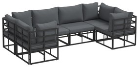 vidaXL Σετ Καναπέ Κήπου 6 pcs Μαύρο Αλουμίνιο
