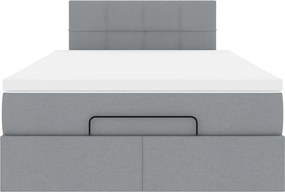 VidaXL Οθωμανικό κρεβάτι με στρώμα & LEDs Ανοιχτό γκρι Ύφασμα