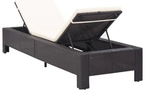 vidaXL Ξαπλώστρα Μαύρη από Συνθετικό Ρατάν με Μαξιλάρι