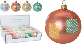 JΚ Home Décor - Μπάλα Γυάλινη Κρεμ-Σομόν-Ροζ Ματ 8cm 4Σχδ