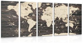 Χάρτης εικόνων 5 μερών σε ξύλινο φόντο