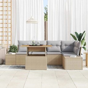 vidaXL Σετ Καναπέ Κήπου με αποθήκευση 6 pcs Μπεζ Πολυ ράταν