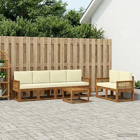 vidaXL Σειρά Καναπέ Εξωτερικού 7 pcs Φυσικό και Κρέμα Πολυεστέρας
