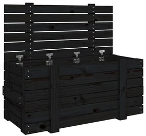 vidaXL Κουτί Αποθήκευσης Μαύρα 91x40,5x42 εκ. Μασίφ Ξύλο Πεύκου