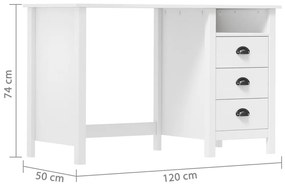 vidaXL Γραφείο Hill με 3 Συρτάρια 120x50x74 εκ Μασίφ Ξύλο Πεύκου