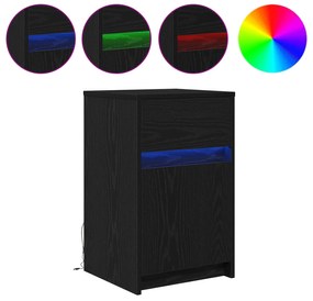 vidaXL LED Κρεβατάκι Ντουλάπα Μαύρη δρυς 38 x 34 x 61 εκ. Μοριοσανίδα