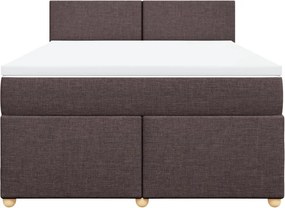 vidaXL Κρεβάτι Boxspring με Στρώμα Σκούρο Καφέ 140x200 εκ Υφασμάτινο