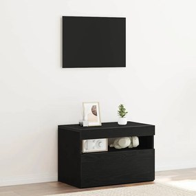 vidaXL Ντουλάπα τηλεόρασης με LED Φωτισμό σε Μαύρο Δρυ 60x35x40 εκ. Κατασκευασμένη από επεξεργασμένο ξύλο
