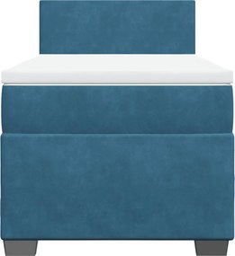 vidaXL Κρεβάτι Boxspring με Στρώμα Μπλε 100x200 εκ. Βελούδινο