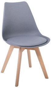 MARTIN STRIPE Καρέκλα Ξύλινο Πόδι, PP Γκρι  49x56x82cm [-Φυσικό/Γκρι-] [-Ξύλο/PP - PC - ABS-] ΕΜ136,44S