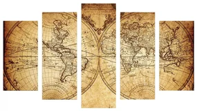 ΠΕΝΤΑΠΤΥΧΟΣ ΠΙΝΑΚΑΣ MDF VINTAGE WORLD MAP 100X60x0,3 εκ.
