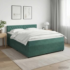 vidaXL Κρεβάτι box spring με στρώμα Σκούρο Πράσινο 140 x 190 cm