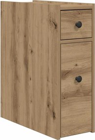 vidaXL Ντουλάπι Μπάνιου Στενό με Ροδάκια Αρτισιανή Δρυς Επεξ. Ξύλο