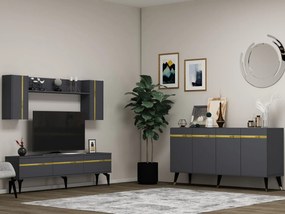 Σετ Έπιπλο Τηλεόρασης Defne Ανθρακί Ασημί 150x40x80 cm - Ανθρακί