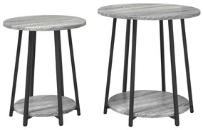 vidaXL Σετ βοηθητικά τραπεζάκια με ράφι 2 pcs Γκρι σονόμα και Μαύρο