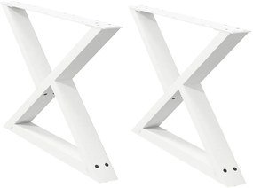 vidaXL Πόδια Τραπεζιού Σαλονιού 2 τεμ. Λευκά 70x(42-43,3) εκ. Ατσάλι