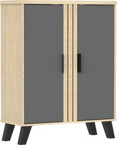 Παπουτσοθήκη-ντουλάπι Shoby pakoworld ανθρακί-sonoma 70.5x30x91εκ