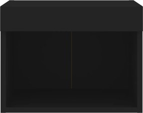 vidaXL Κομοδίνο Επιτοίχιο με Φώτα LED Μαύρο