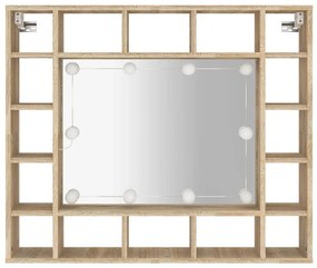 vidaXL Έπιπλο Καθρέπτη με LED Sonoma Δρυς 91 x 15 x 76,5 εκ.