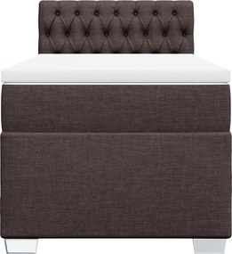vidaXL Κρεβάτι Boxspring με Στρώμα Σκούρο Καφέ 100x200 εκ. Υφασμάτινο