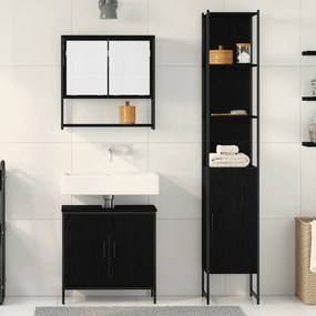 vidaXL Σετ 3 Τεμαχίων Επίπλων Μπάνιου  Μαύρη Δρυς Επεξεργασμένου Ξύλου