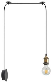 Φωτιστικό Τοίχου - Απλίκα SE21-BR-10-BL1W MAGNUM Bronze Metal Wall Lamp with Black Fabric Cable+ - Μέταλλο - 77-8883