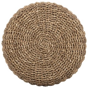 Σκαμπό BEAM απο Ξύλο TEAK και Seagrass σε Φυσικό και Μαύρο Φ43x45Yεκ. 43x43x45 εκ.