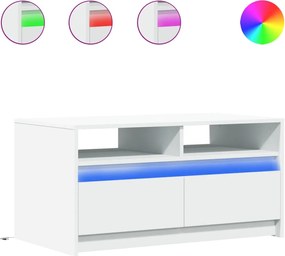 vidaXL Τραπεζάκι Σαλονιού με LED Φώτα Λευκό από Επεξ. Ξύλο