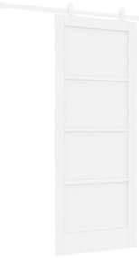 vidaXL Συρόμενη Πόρτα με Σετ Υλικών Λευκή 83x202 εκ. Συμπαγές Ξύλο Πεύκου