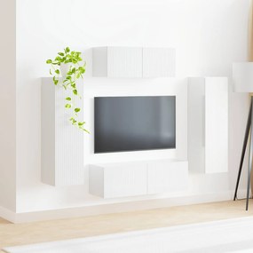 vidaXL Σετ επίπλου τηλεόρασης 3 pcs Υψηλής γυαλάδας λευκό