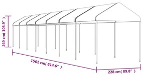 Κιόσκι με Τέντα Λευκό 15,61 x 2,28 x 2,69 μ. από Πολυαιθυλένιο - Λευκό