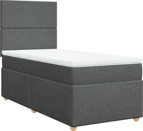 vidaXL Κρεβάτι Boxspring με Στρώμα Σκούρο Γκρι 100x200 εκ. Υφασμάτινο