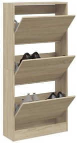 vidaXL Παπουτσοθήκη Sonoma Δρυς 60x21x125,5 εκ. από Επεξεργασμένο Ξύλο