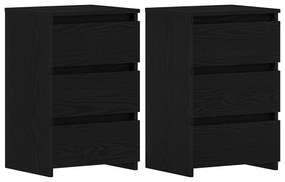 vidaXL Κομοδίνα 2 τεμ Μαύρο Βαθύ 40x35x62,5 εκ Επεξεργασμένο Ξύλο